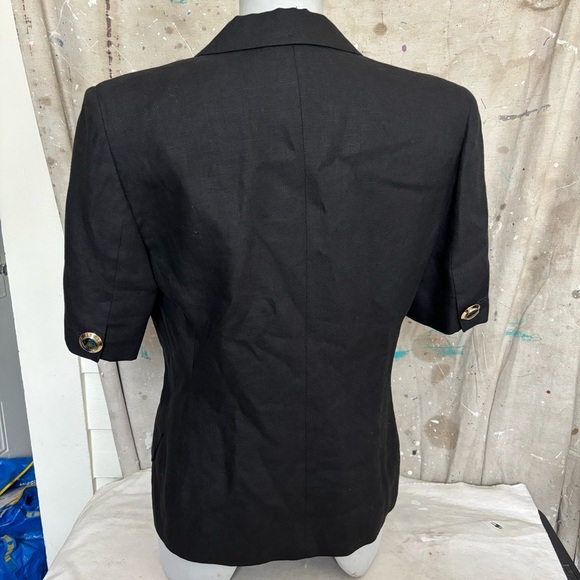 MaxMara Black Short Sleeve Linen Blazer - Picture 3 of 6